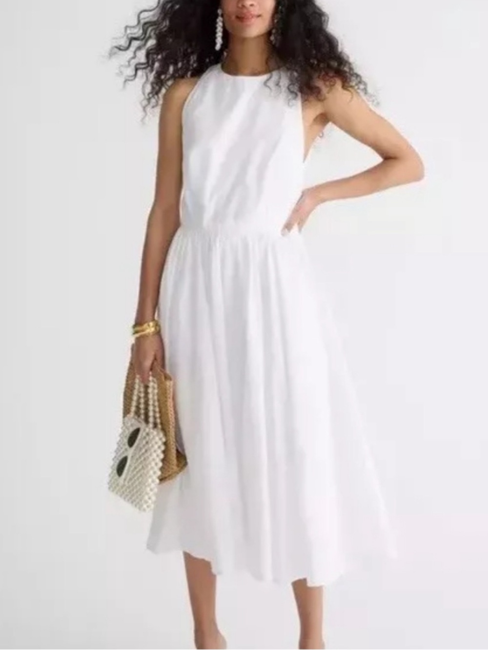 J. Crew White Sleeveless Midi Dress